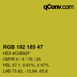 Color code: RGB 192 185 47 | qconv.com