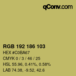 Color code: RGB 192 186 103 | qconv.com