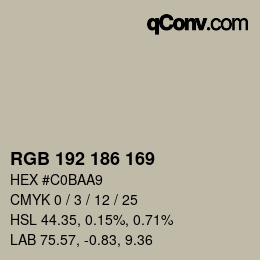 Color code: RGB 192 186 169 | qconv.com