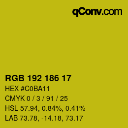 Color code: RGB 192 186 17 | qconv.com