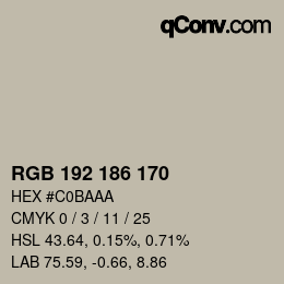 Color code: RGB 192 186 170 | qconv.com