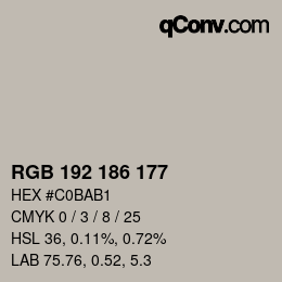 Color code: RGB 192 186 177 | qconv.com