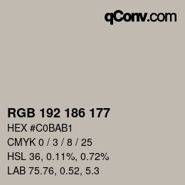Código de color: RGB 192 186 177 | qconv.com