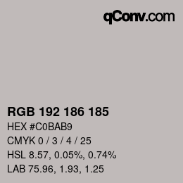 Color code: RGB 192 186 185 | qconv.com