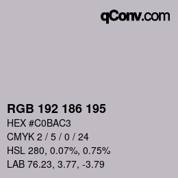 カラーコード: RGB 192 186 195 | qconv.com