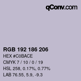 Color code: RGB 192 186 206 | qconv.com