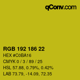 Color code: RGB 192 186 22 | qconv.com