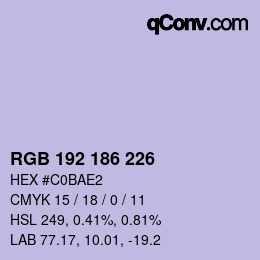 Color code: RGB 192 186 226 | qconv.com