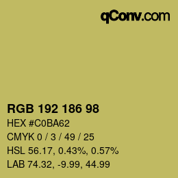 Color code: RGB 192 186 98 | qconv.com