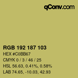 Color code: RGB 192 187 103 | qconv.com