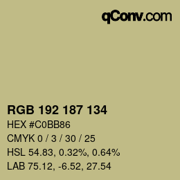 Color code: RGB 192 187 134 | qconv.com