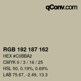 カラーコード: RGB 192 187 162 | qconv.com