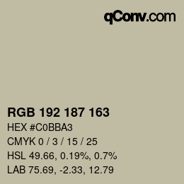 カラーコード: RGB 192 187 163 | qconv.com