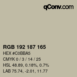 Código de color: RGB 192 187 165 | qconv.com