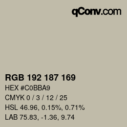 カラーコード: RGB 192 187 169 | qconv.com