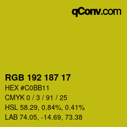 Color code: RGB 192 187 17 | qconv.com