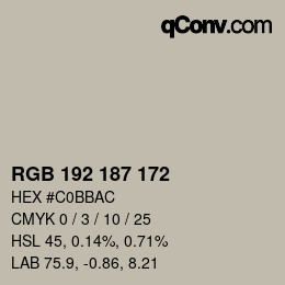 Color code: RGB 192 187 172 | qconv.com