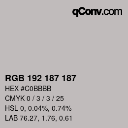 カラーコード: RGB 192 187 187 | qconv.com