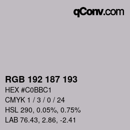 Color code: RGB 192 187 193 | qconv.com