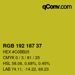 Color code: RGB 192 187 37 | qconv.com