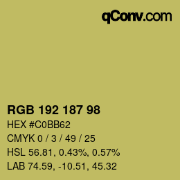 Color code: RGB 192 187 98 | qconv.com
