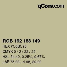 Color code: RGB 192 188 149 | qconv.com