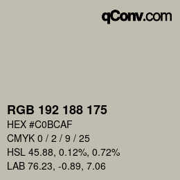 Farbcode: RGB 192 188 175 | qconv.com