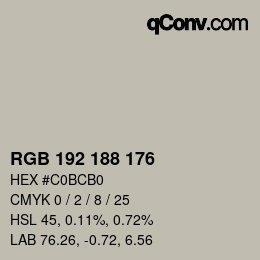 颜色代码: RGB 192 188 176 | qconv.com