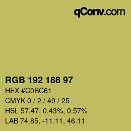 Color code: RGB 192 188 97 | qconv.com