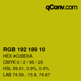 Color code: RGB 192 189 10 | qconv.com
