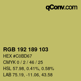 カラーコード: RGB 192 189 103 | qconv.com
