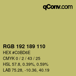 Color code: RGB 192 189 110 | qconv.com