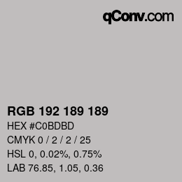 Color code: RGB 192 189 189 | qconv.com