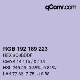 カラーコード: RGB 192 189 223 | qconv.com