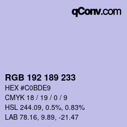 カラーコード: RGB 192 189 233 | qconv.com