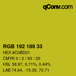 Color code: RGB 192 189 33 | qconv.com