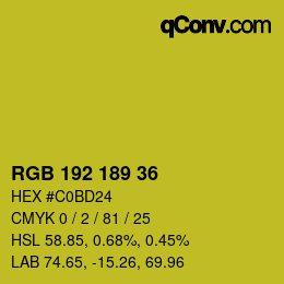 Color code: RGB 192 189 36 | qconv.com