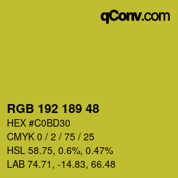 Color code: RGB 192 189 48 | qconv.com