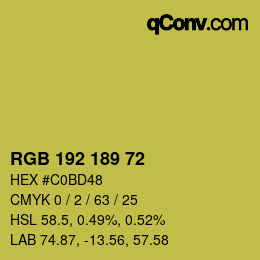カラーコード: RGB 192 189 72 | qconv.com