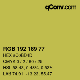 Color code: RGB 192 189 77 | qconv.com