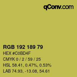 カラーコード: RGB 192 189 79 | qconv.com