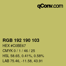 Color code: RGB 192 190 103 | qconv.com