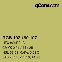 Color code: RGB 192 190 107 | qconv.com