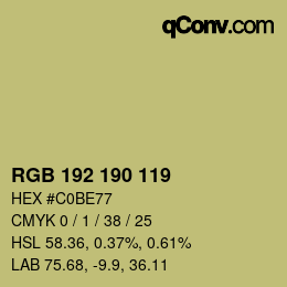 Color code: RGB 192 190 119 | qconv.com