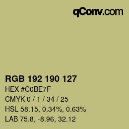 カラーコード: RGB 192 190 127 | qconv.com