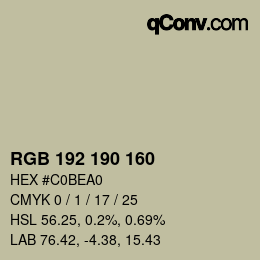 カラーコード: RGB 192 190 160 | qconv.com