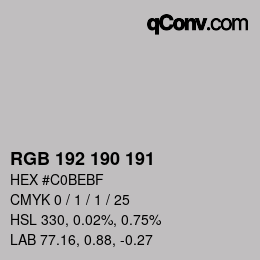 Color code: RGB 192 190 191 | qconv.com