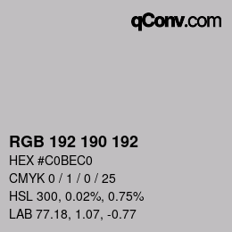 颜色代码: RGB 192 190 192 | qconv.com
