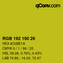 Color code: RGB 192 190 26 | qconv.com
