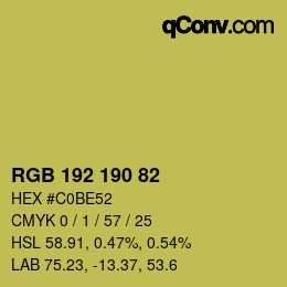 Color code: RGB 192 190 82 | qconv.com